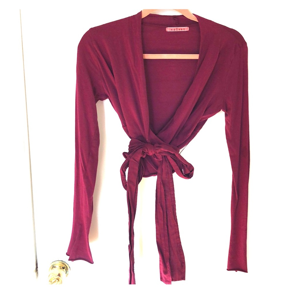 Cropped wrap top with ties